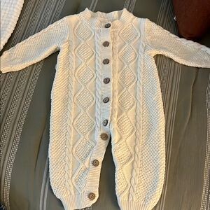 Cream Cable Knit Cardigan One Piece
